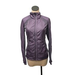 Lululemon Jacket Womens 6 Purple Full Zip‎ Quilted Panels Thumbholes Running